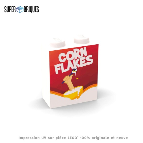 Boîte de céréales 1x2x2 "Corn Flakes" - Pièce LEGO® customisée