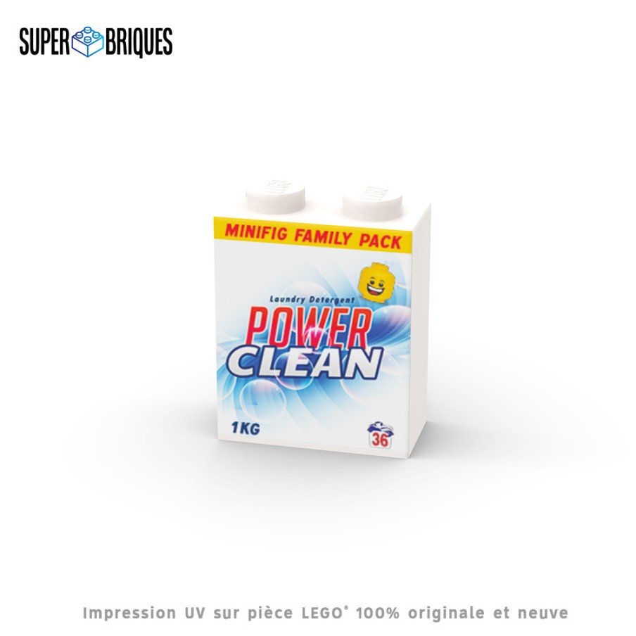 Boîte de lessive "Power Clean" 1x2x2 - Pièce LEGO® customisée