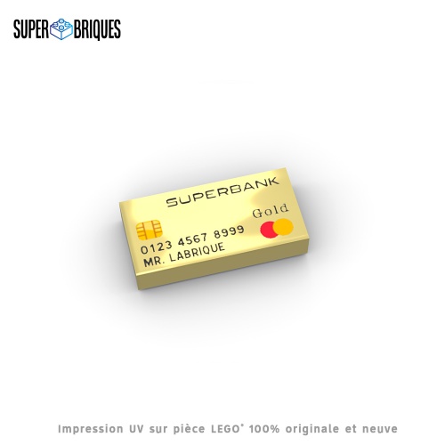 Carte bancaire 1x2 Gold "Superbank" - Pièce LEGO® customisée