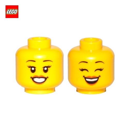 Tête de minifigurine femme souriante / yeux fermés (2 faces) - Pièce LEGO® 56785