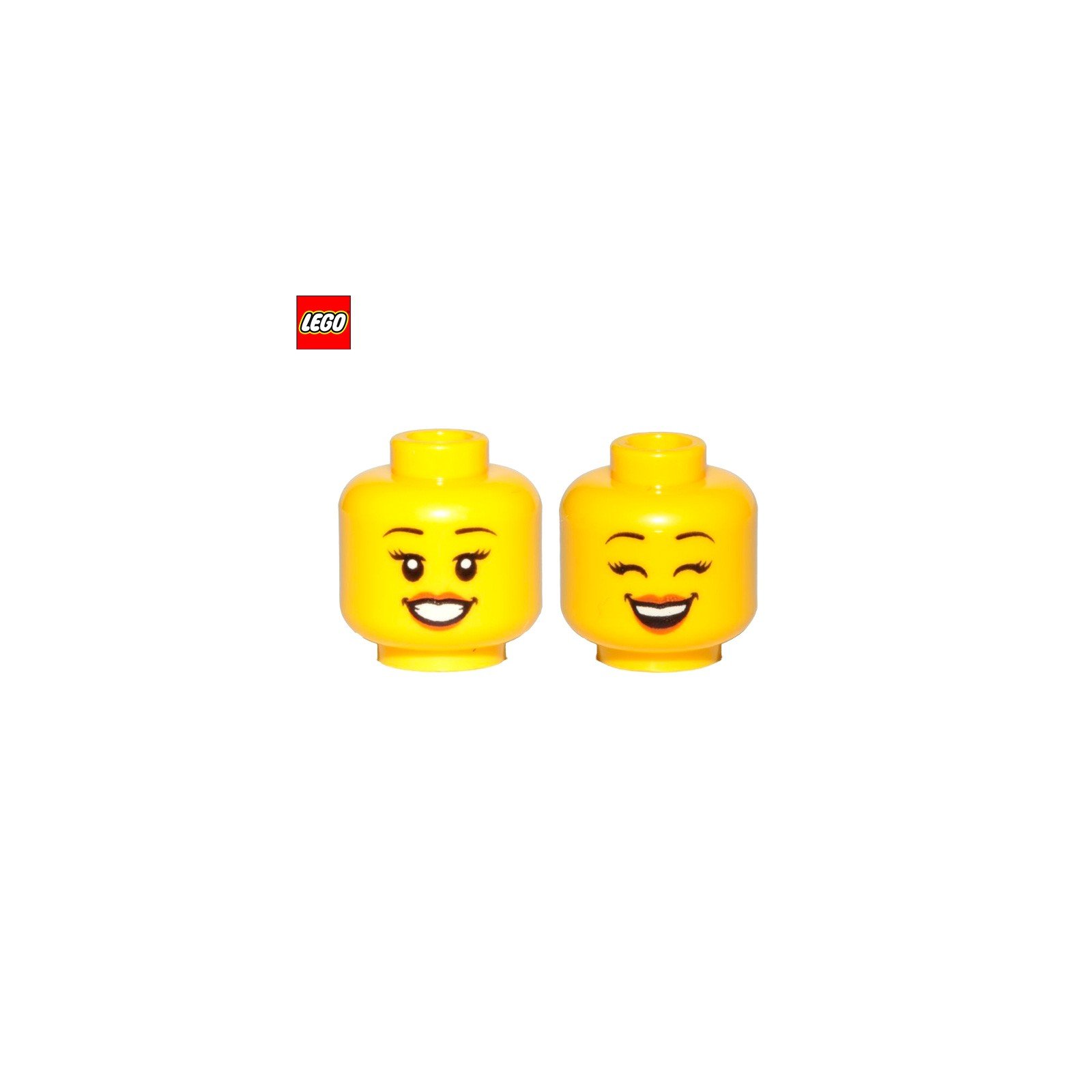 Tête de minifigurine femme souriante / yeux fermés (2 faces) - Pièce LEGO® 56785