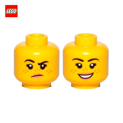 Tête de minifigurine femme souriante / vexée(2 faces) - Pièce LEGO® 56242