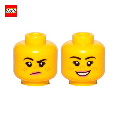 Tête de minifigurine femme souriante / vexée(2 faces) - Pièce LEGO® 56242