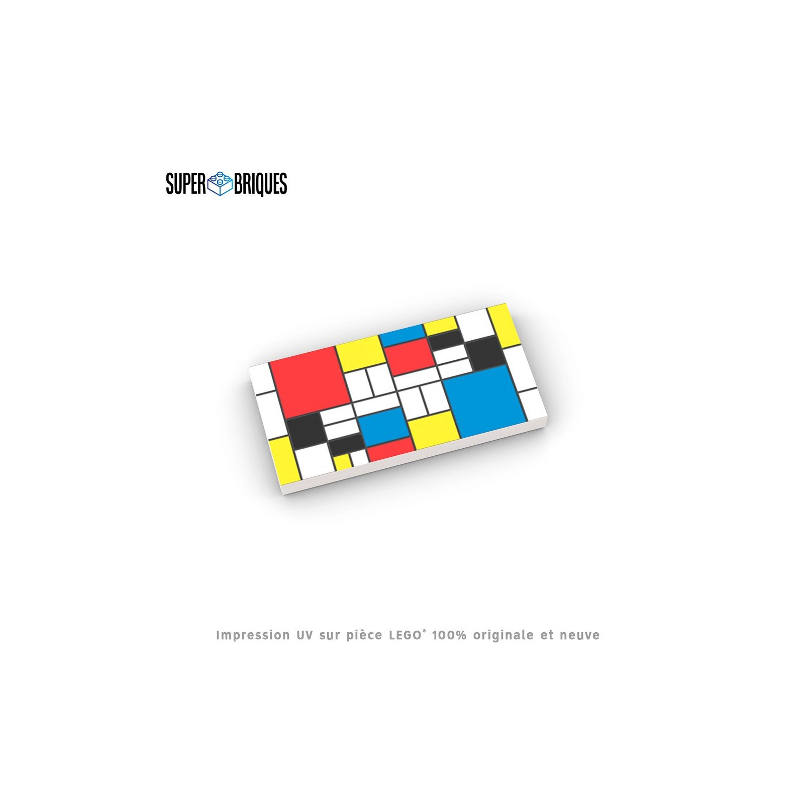 Tableau 2x4 "Abstraction de Mondrian" - Pièce LEGO® customisée