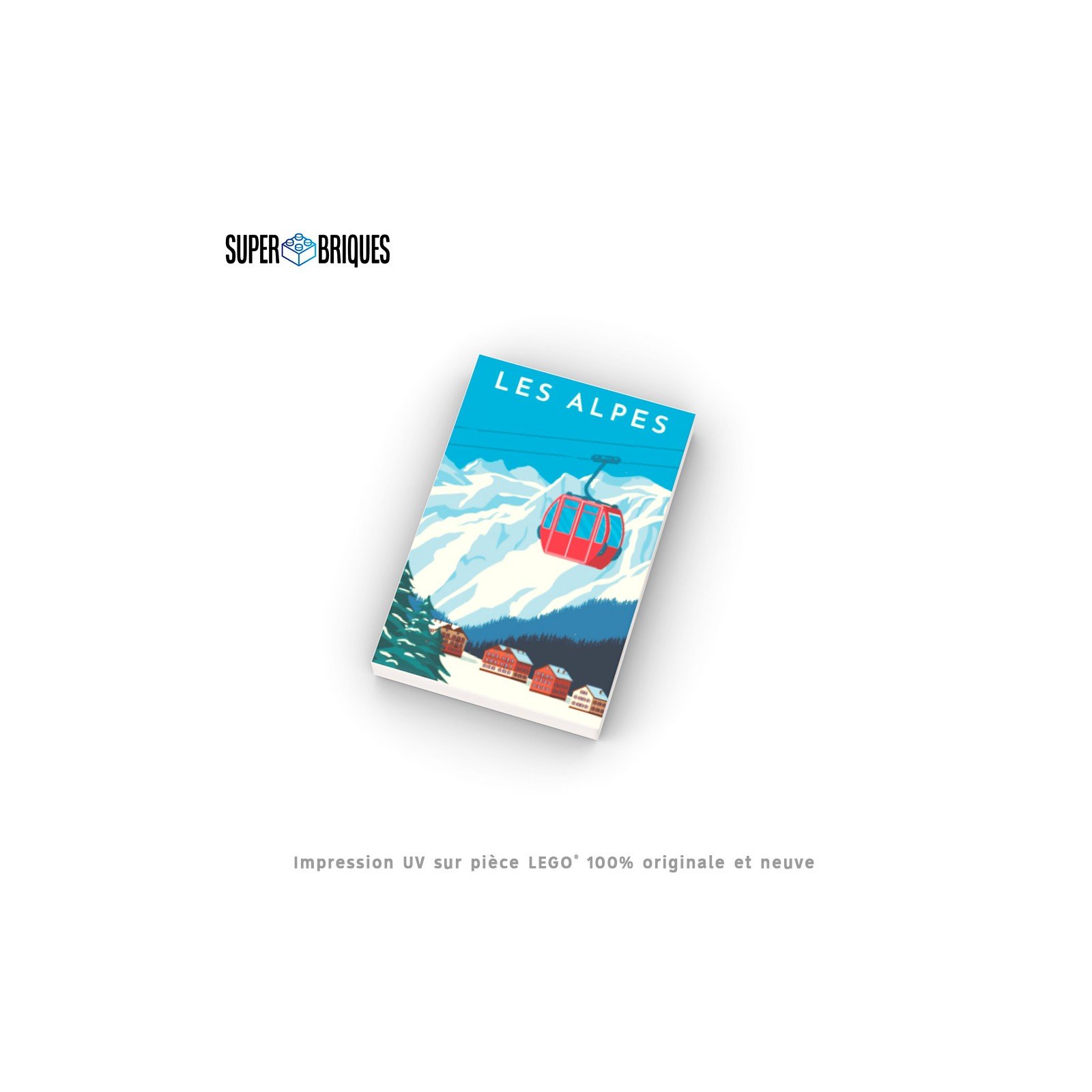 Affiche retro 2x3 "Les Alpes" - Pièce LEGO® customisée