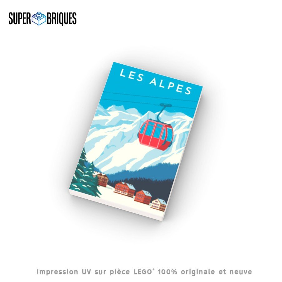 Affiche retro 2x3 "Les Alpes" - Pièce LEGO® customisée