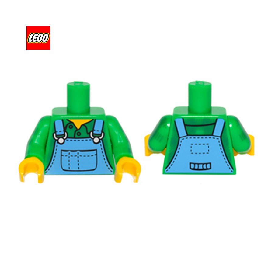 Torse (avec bras) vert avec salopette - Pièce LEGO® 76382