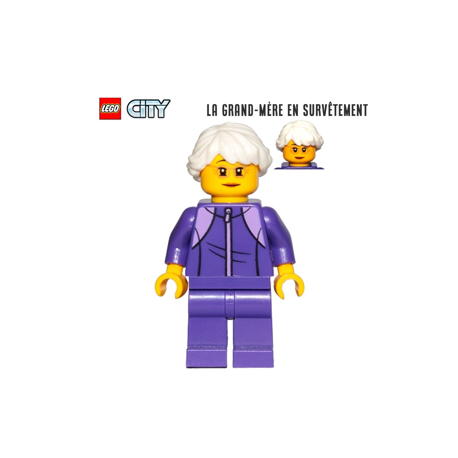 Minifigure LEGO® City - La grand-mère en rose - Super Briques