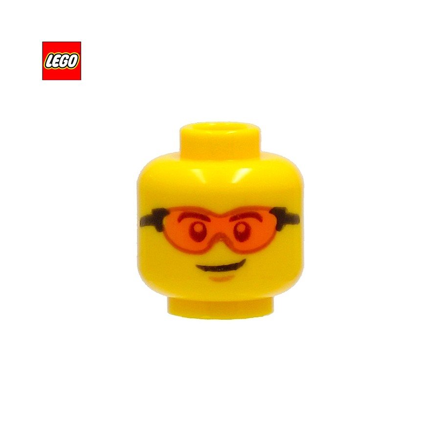 Tête de minifigurine avec lunettes oranges - Pièce LEGO® 73906