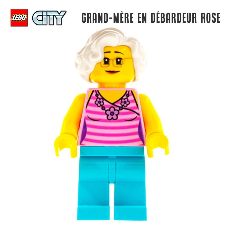 Minifigure LEGO® City - La grand-mère en débardeur rose