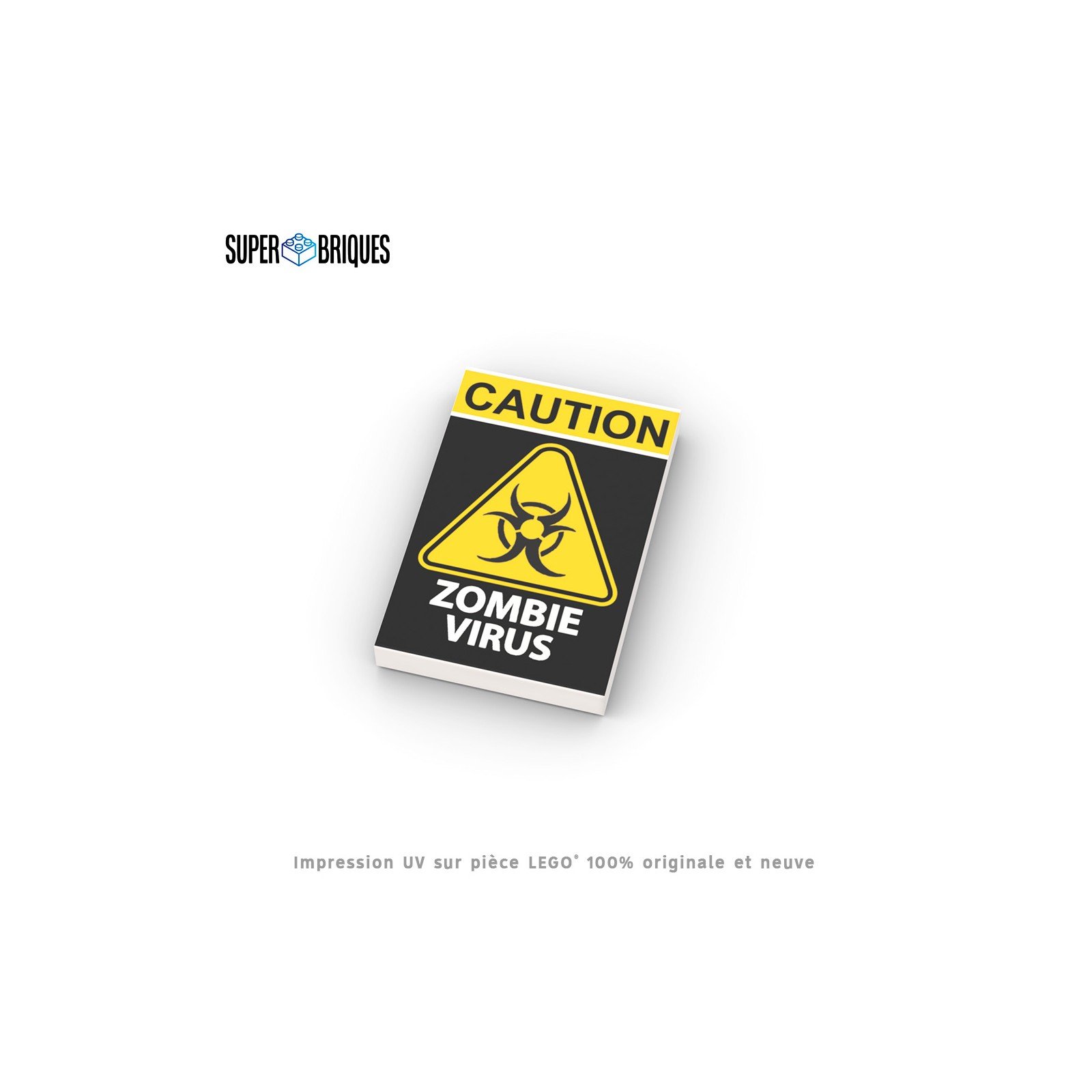 Panneau Danger 2x3 "Zombie Virus" - Pièce LEGO® customisée