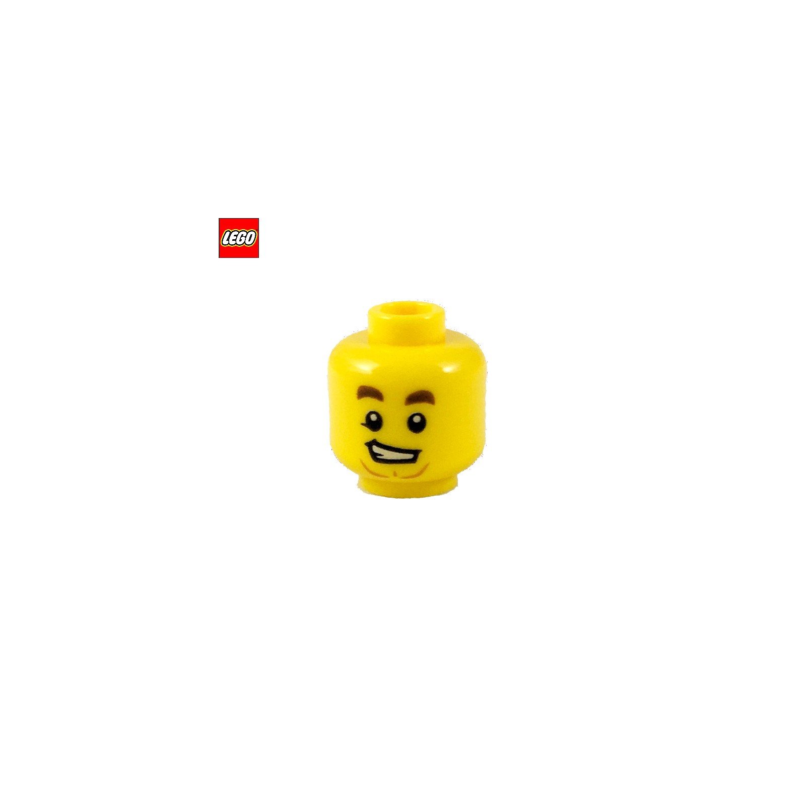 Tête de minifigurine homme au sourire crispé - Pièce LEGO® 38476