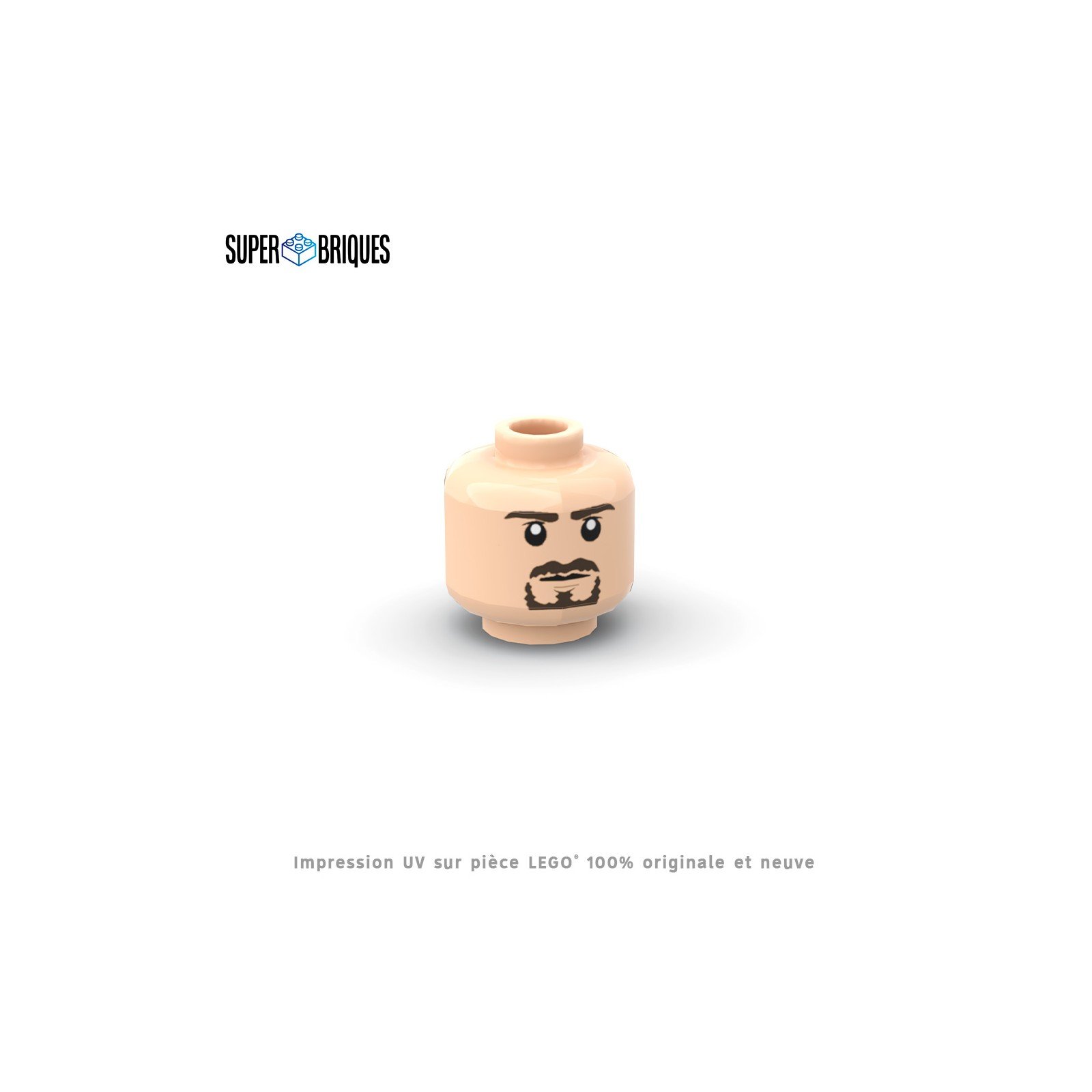 Tête de minifigurine homme avec bouc - Pièce LEGO® customisée