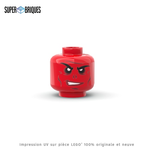 Tête de minifigurine "Diable rouge" - Pièce LEGO® customisée