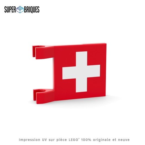 Drapeau Suisse 2x2 avec clips - Pièce LEGO® customisée