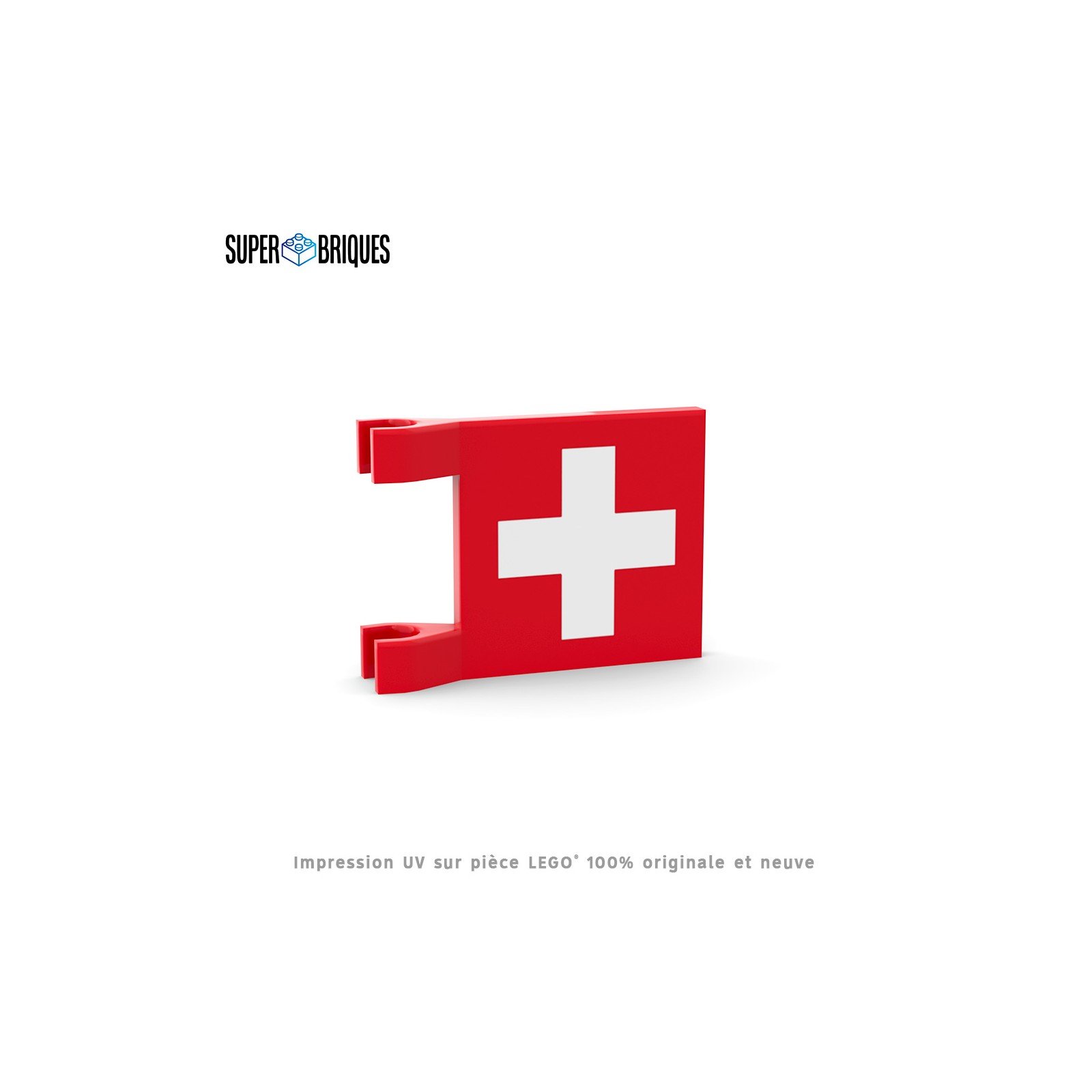 Drapeau Suisse 2x2 avec clips - Pièce LEGO® customisée