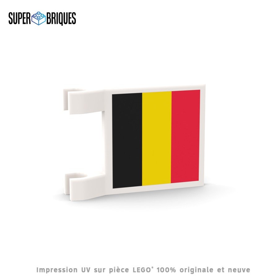 Drapeau Belgique 2x2 avec clips - Pièce LEGO® customisée