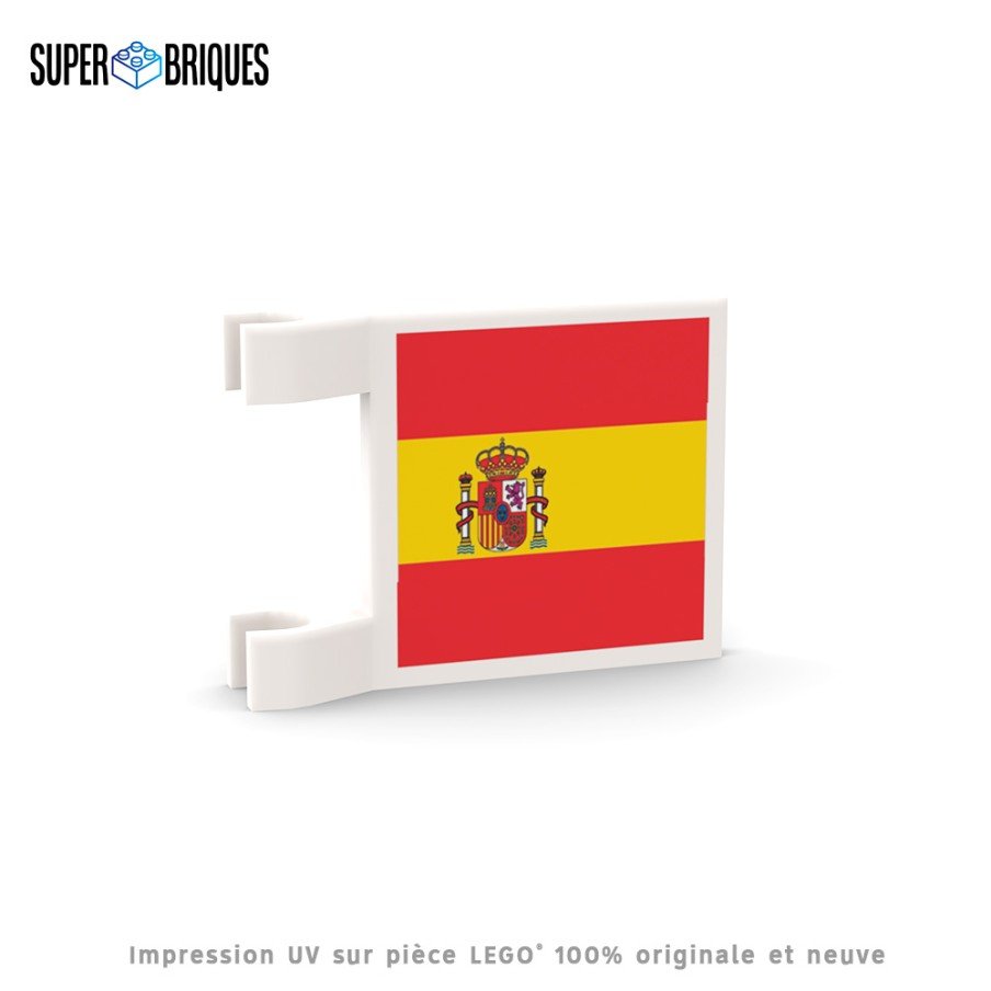 Drapeau Espagne 2x2 avec clips - Pièce LEGO® customisée - Super Briques