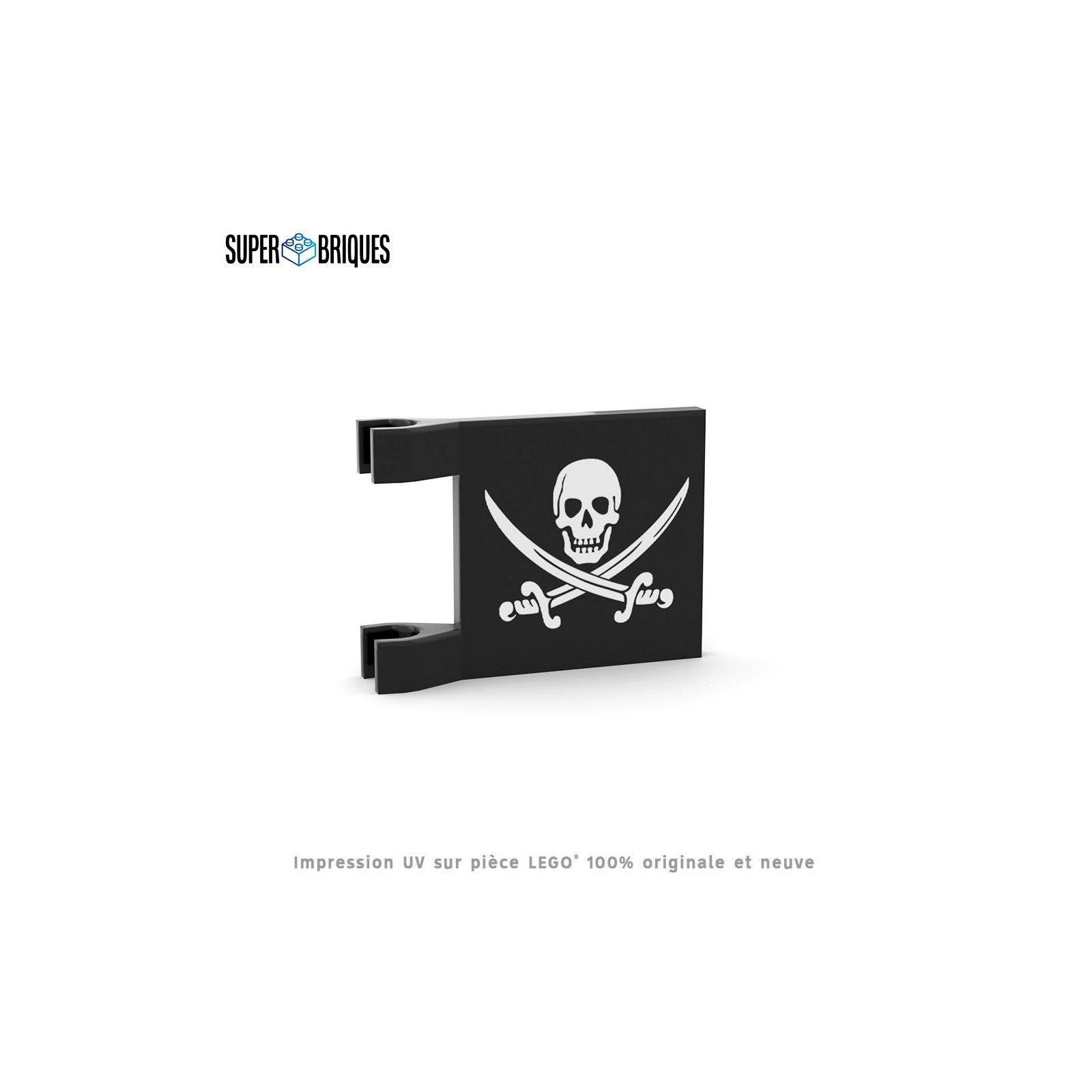 Drapeau Pirate 2x2 avec clips - Pièce LEGO® customisée