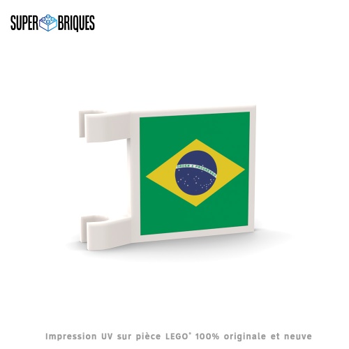 Drapeau Brésil 2x2 avec clips - Pièce LEGO® customisée