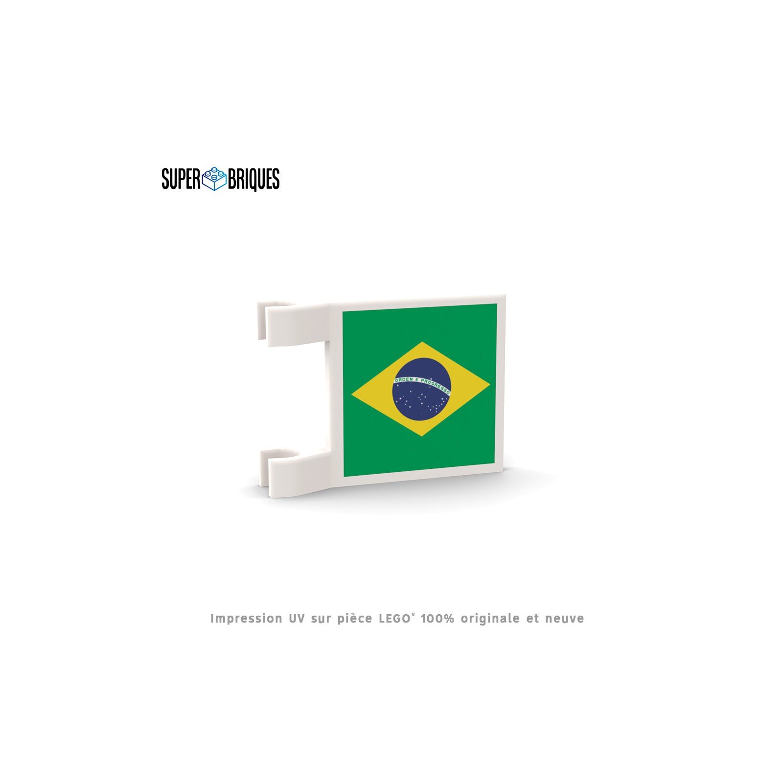 Drapeau Brésil 2x2 avec clips - Pièce LEGO® customisée