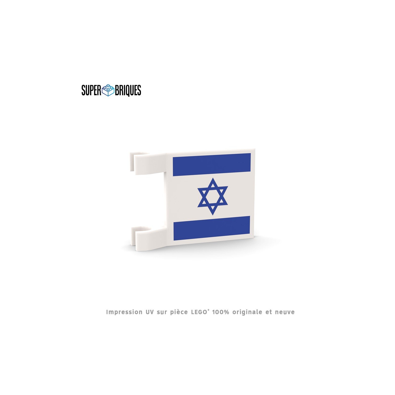 Drapeau Israël 2x2 avec clips - Pièce LEGO® customisée