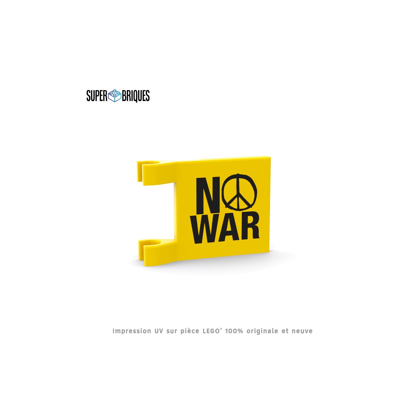 Drapeau "No War" 2x2 avec clips - Pièce LEGO® customisée