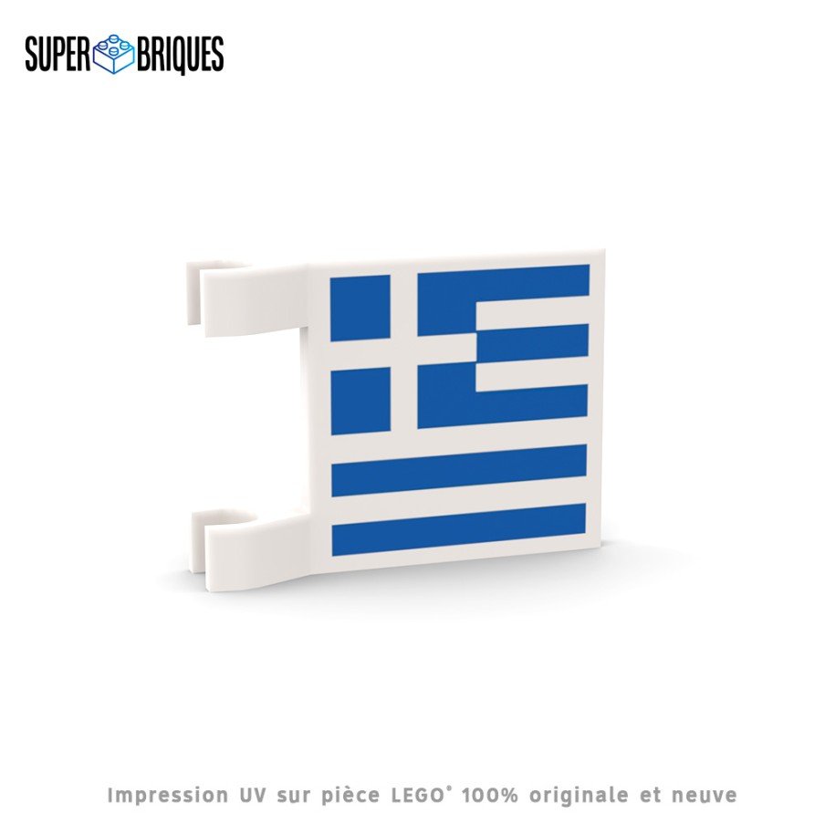Drapeau Grèce 2x2 avec clips - Pièce LEGO® customisée