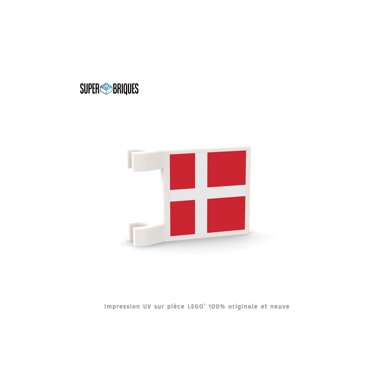 Drapeau Danemark 2x2 avec clips - Pièce LEGO® customisée
