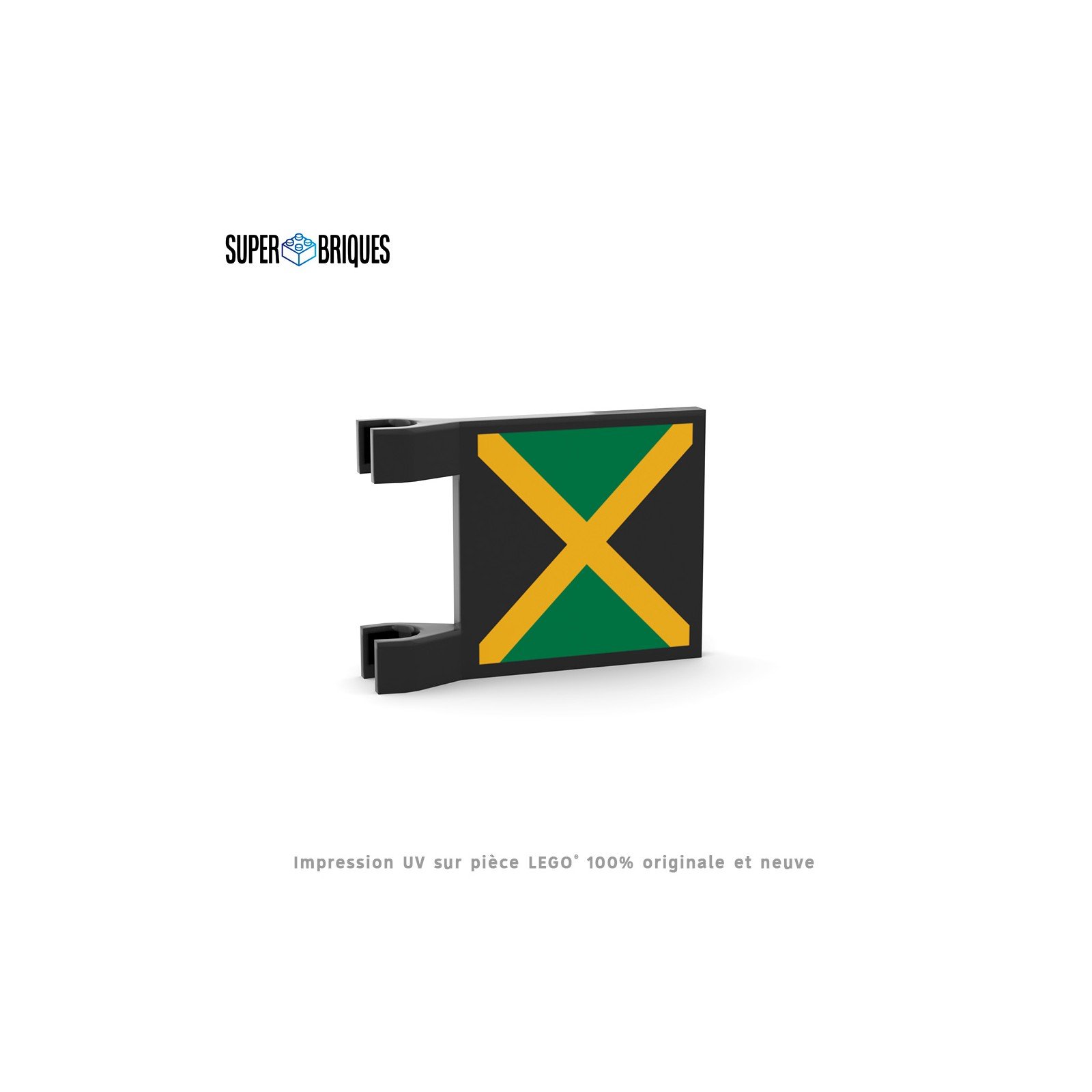 Drapeau Jamaïque 2x2 avec clips - Pièce LEGO® customisée