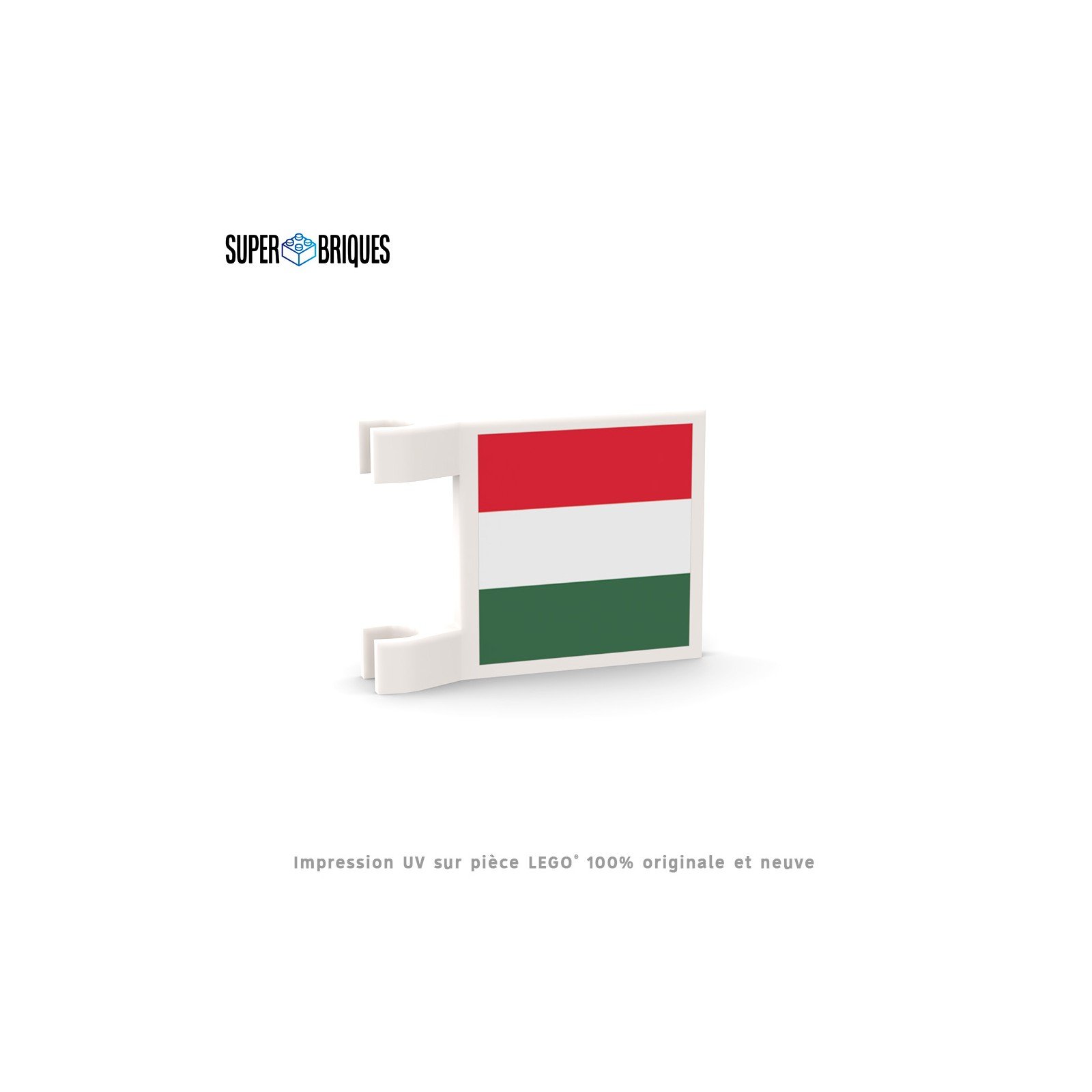 Drapeau Hongrie 2x2 avec clips - Pièce LEGO® customisée