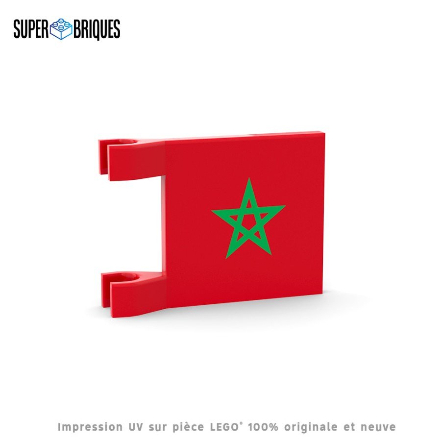 Drapeau Maroc 2x2 avec clips - Pièce LEGO® customisée - Super Briques