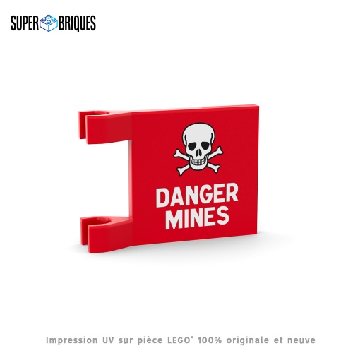 Drapeau "Danger Mines" 2x2 avec clips - Pièce LEGO® customisée