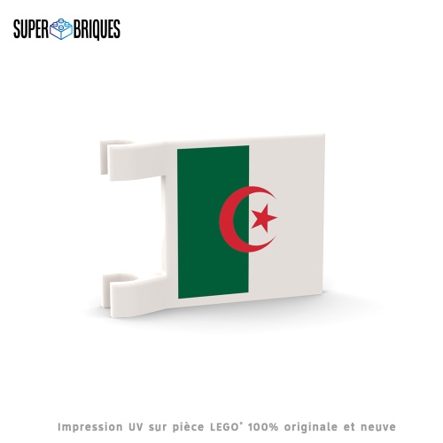 Drapeau Algérie 2x2 avec clips - Pièce LEGO® customisée