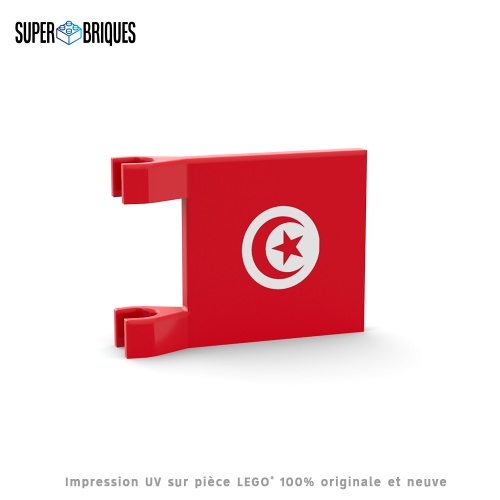 Drapeau Tunisie 2x2 avec clips - Pièce LEGO® customisée