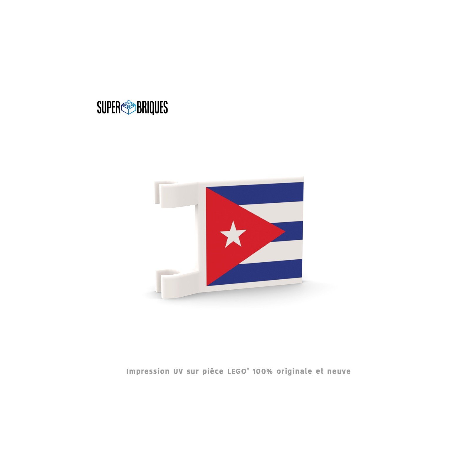 Drapeau Cuba 2x2 avec clips - Pièce LEGO® customisée