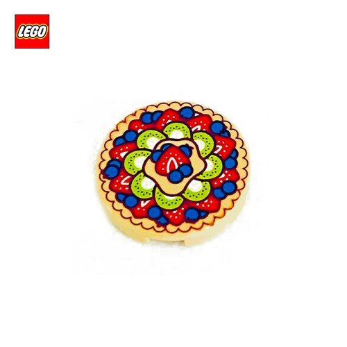 Tuile ronde 2x2 motif Tarte fraise kiwi myrtilles - Pièce LEGO® 14769pr0033