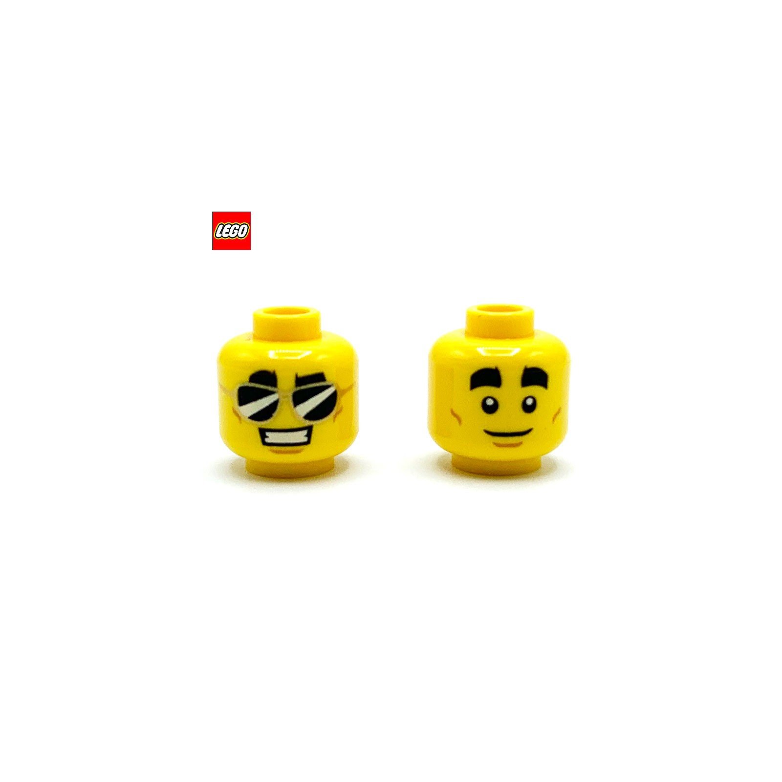 Tête de minifigurine (2 faces) Homme avec lunettes de soleil - Pièce LEGO® 59120
