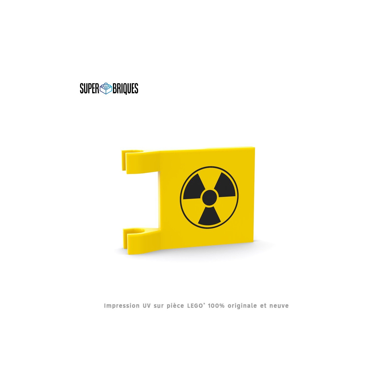 Drapeau logo nucléaire 2x2 avec clips - Pièce LEGO® customisée