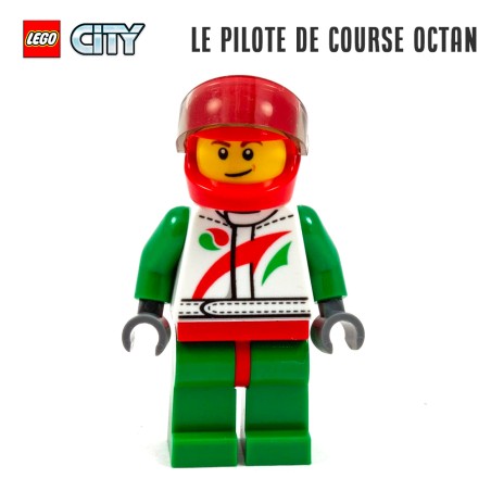 Minifigure LEGO® City - Le pilote de course Octan