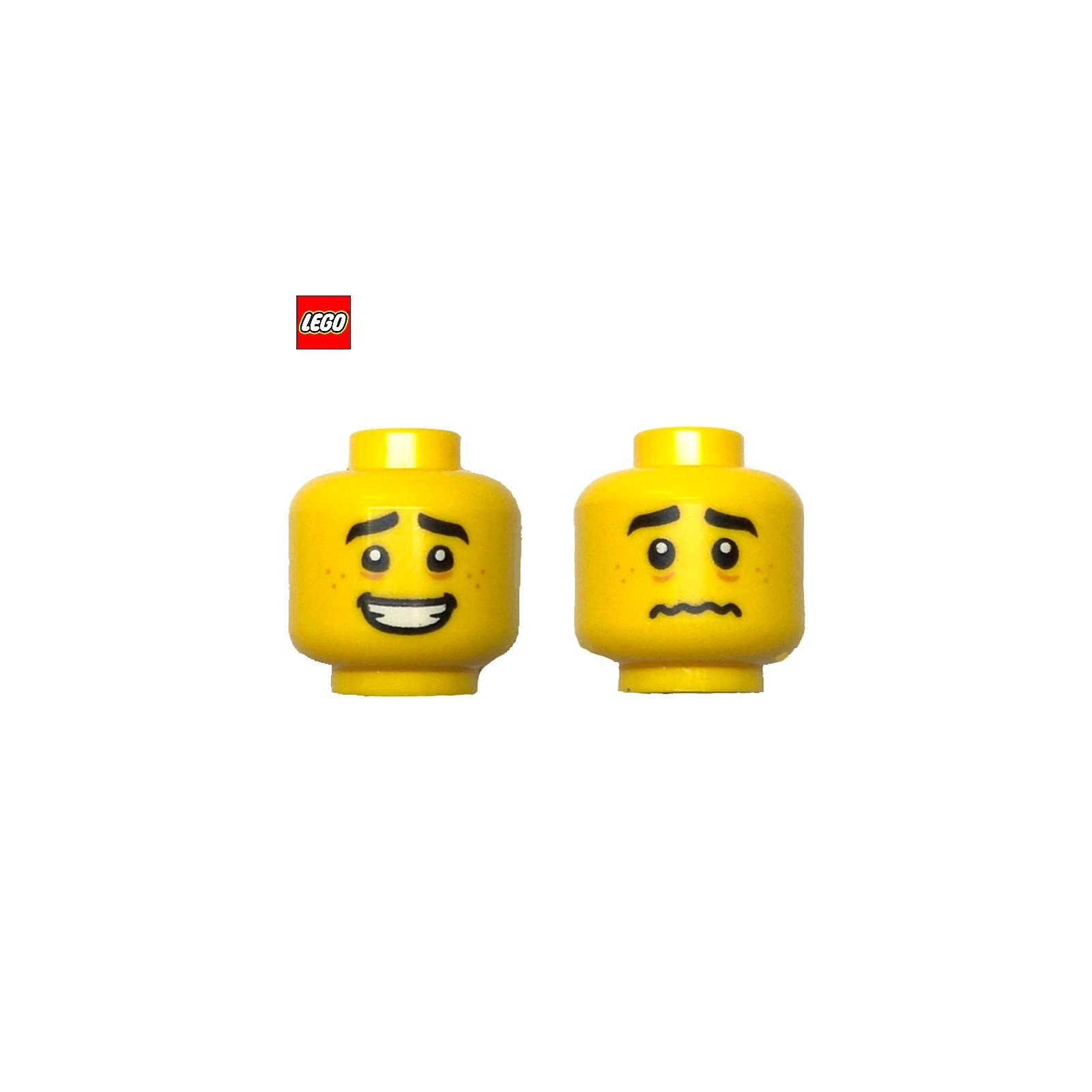 Tête de minifigurine homme 2 faces angoissé / hésitant - Pièce LEGO® 99045