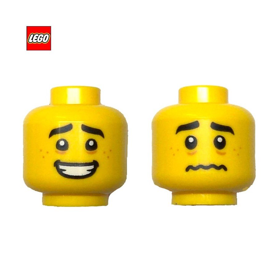 Minifigure Head (2 Sides) Man Smile / Worried - LEGO® Part 99045