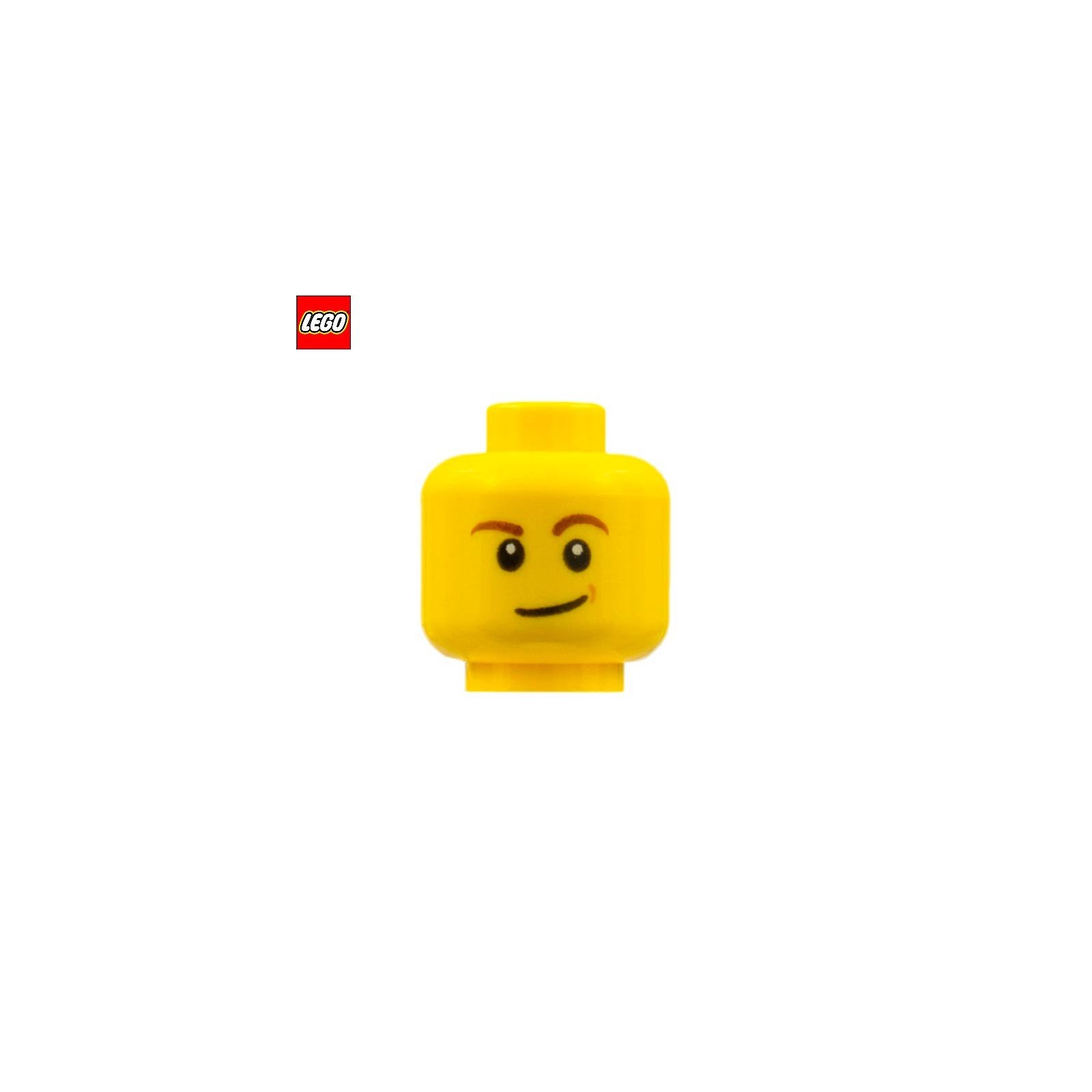 Minifigure Head Man with Crooked Smile - LEGO® Part 19546