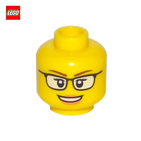 Tête de minifigurine femme à lunettes souriante - Pièce LEGO® 26880