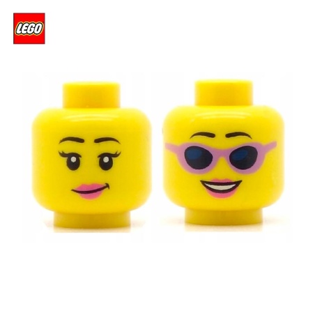 Tête de minifigurine (2 faces) femme avec lunettes de soleil - Pièce LEGO® 20068
